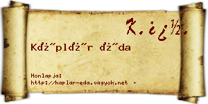Káplár Éda névjegykártya